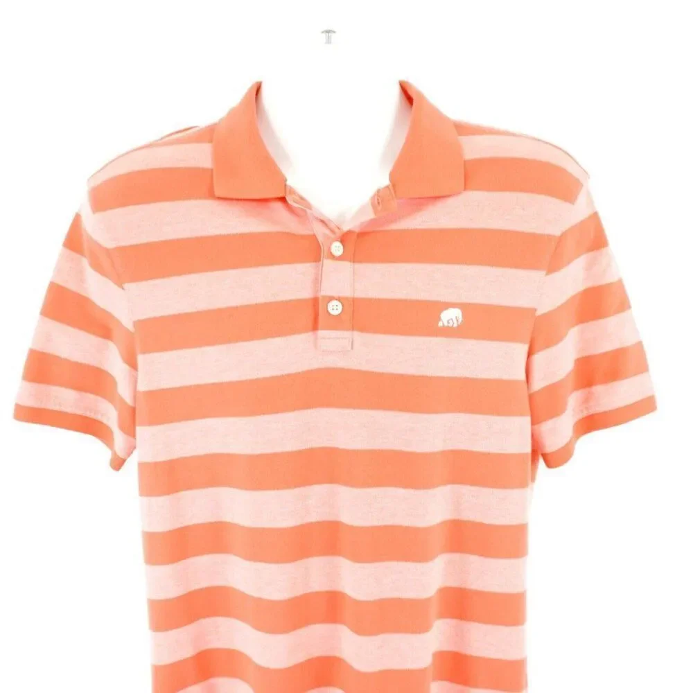 Banana Republic Medium Orange Striped Short‎ Sleeve Collared Polo Shirt